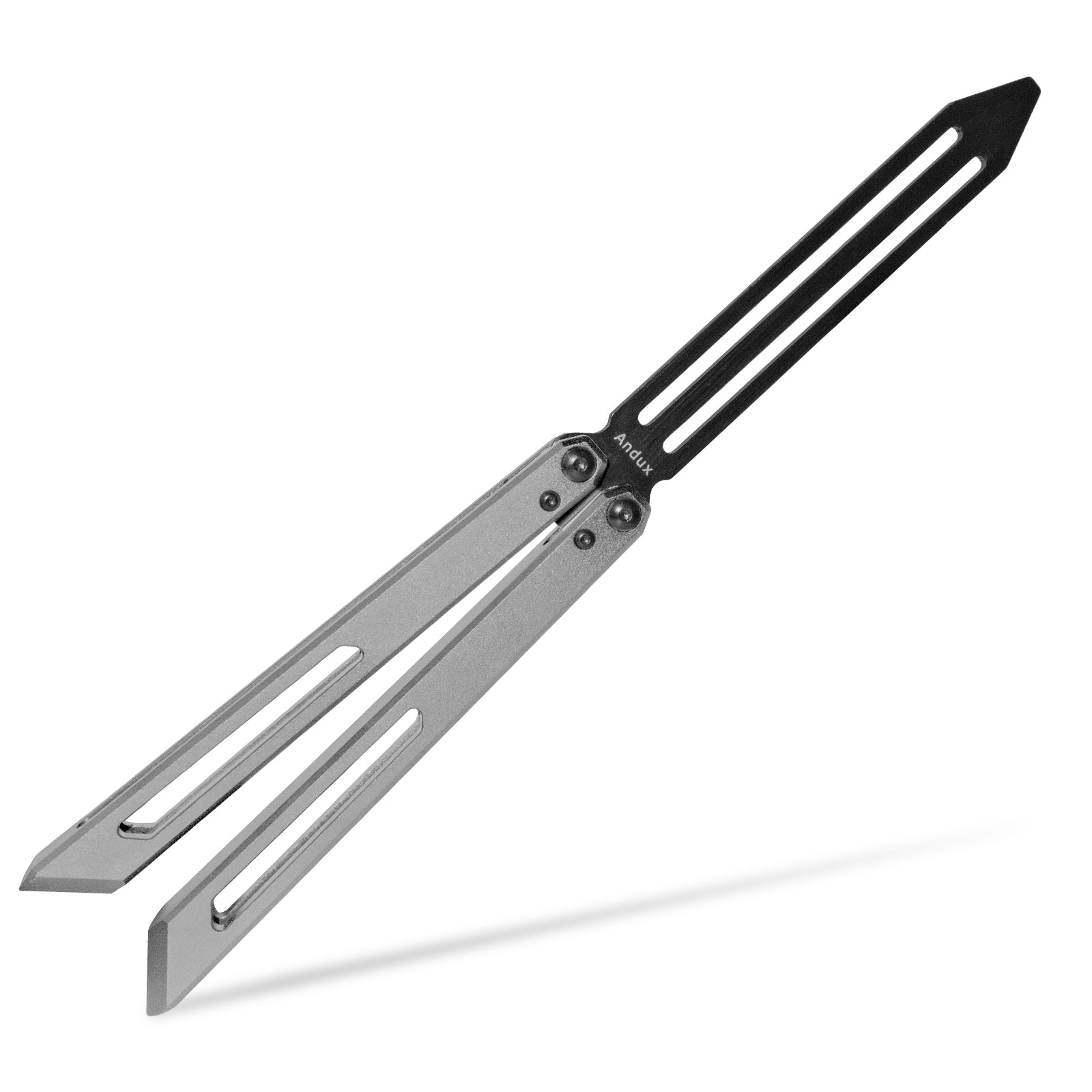 Andux Balisong Butterfly Knife CNC Effective Bushing System Training Tool Aluminum Lock Free (Grey) CNC83