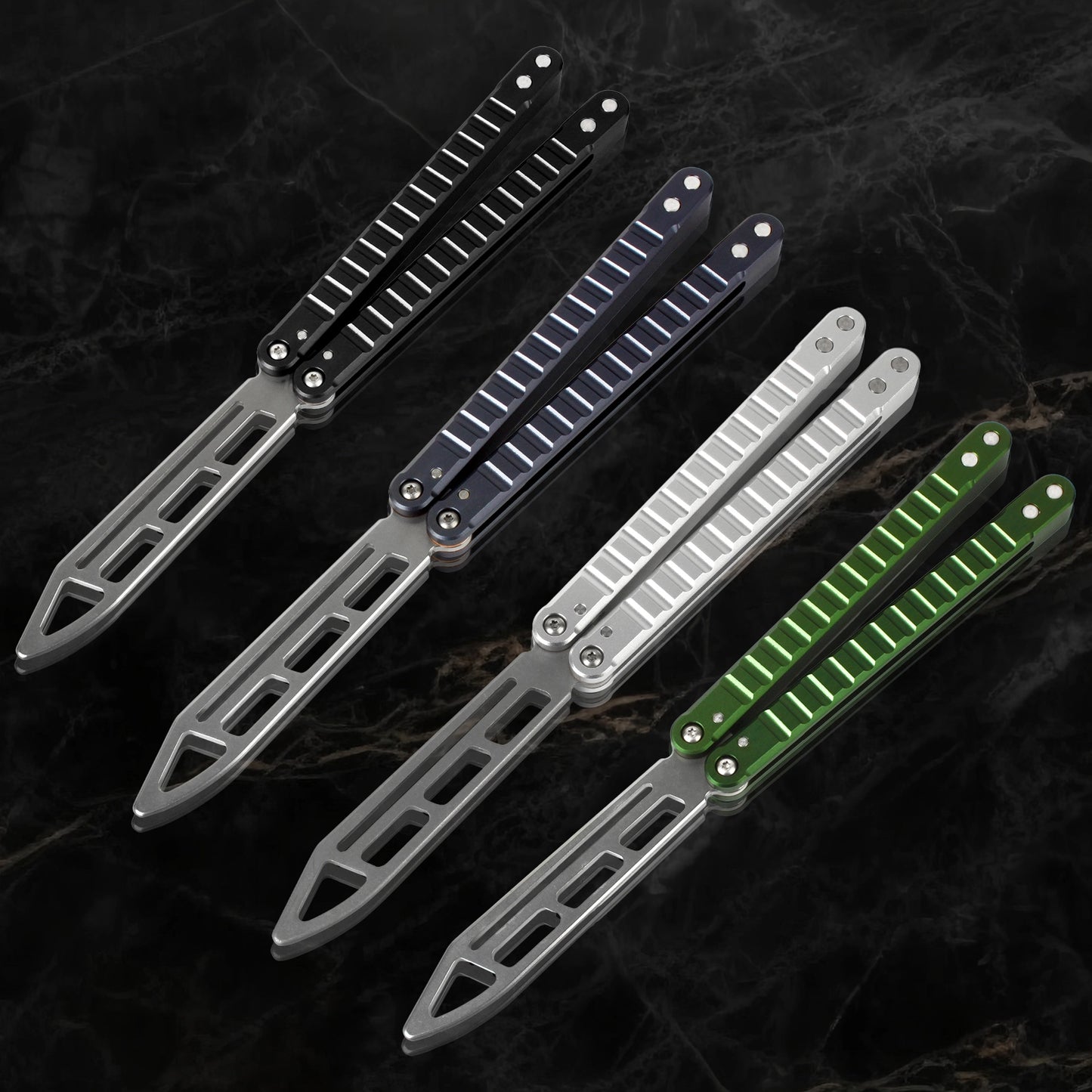 Andux Balisong Butterfly Knife CNC 7075 Aluminum Handle Effective Bushing System Lock Free