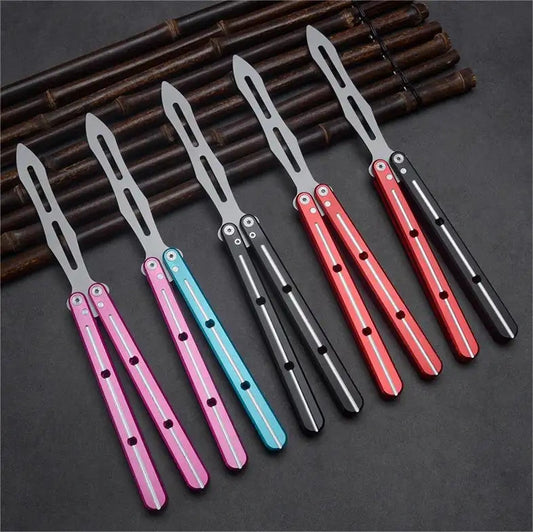 Andux Balisong Butterfly Knife CNC 6061 Aluminum Handle Bearing System Lock Free CNC201