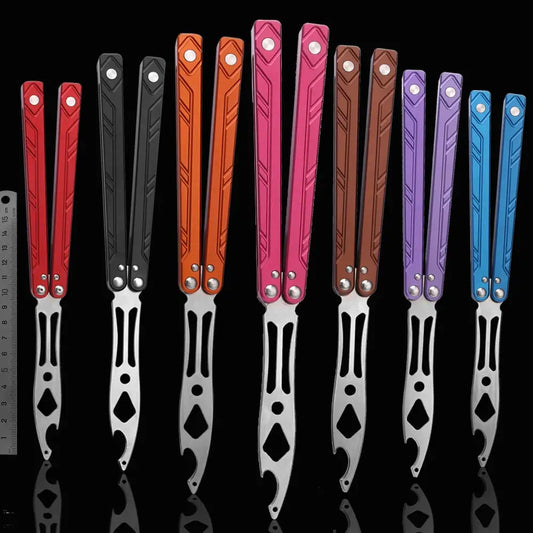 Andux Butterfly Knife CNC 6061 Aluminum Handle Effective Bushing System Lock Free Bottle Opener Multitool CNC5