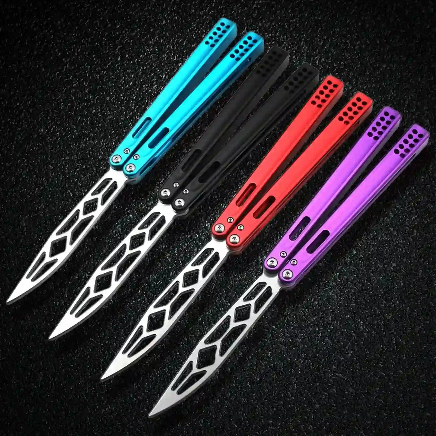 Andux Balisong Butterfly Knife CNC 6061 Aluminum Handle Effective Bushing System Lock Free CNC7