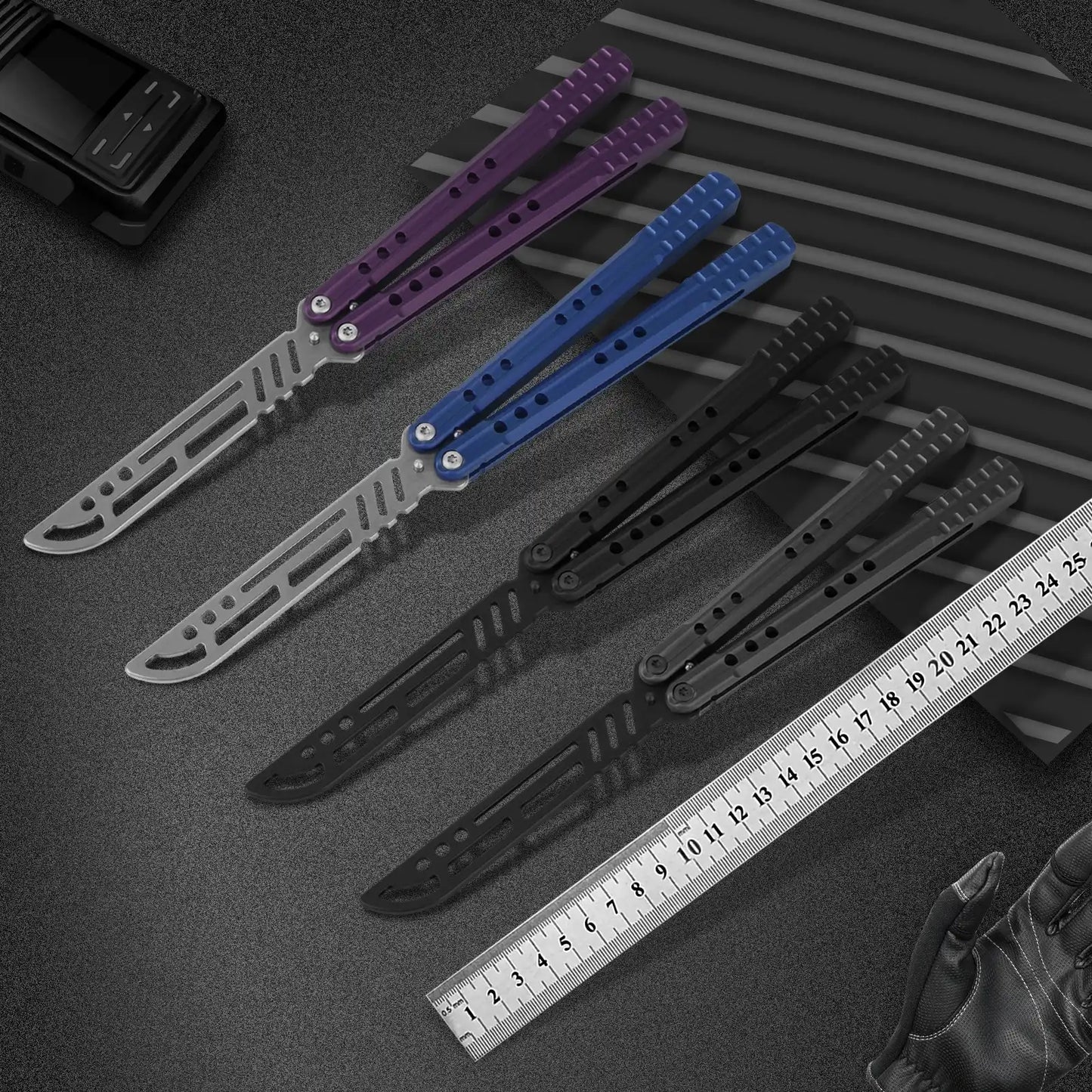 Andux Balisong Butterfly Knife CNC 6063 Aluminum Handle Effective Bushing System Lock Free CNC3