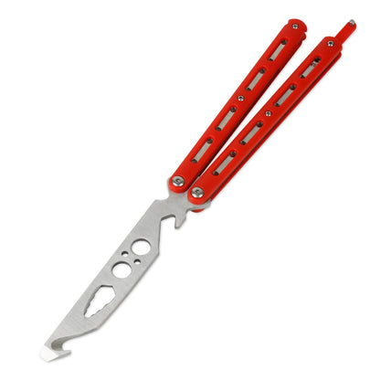 Andux Balisong Butterfly Knife Bottle Opener Tool Stainless Steel Carry-on Hook Folding Multitool Red BLCS556