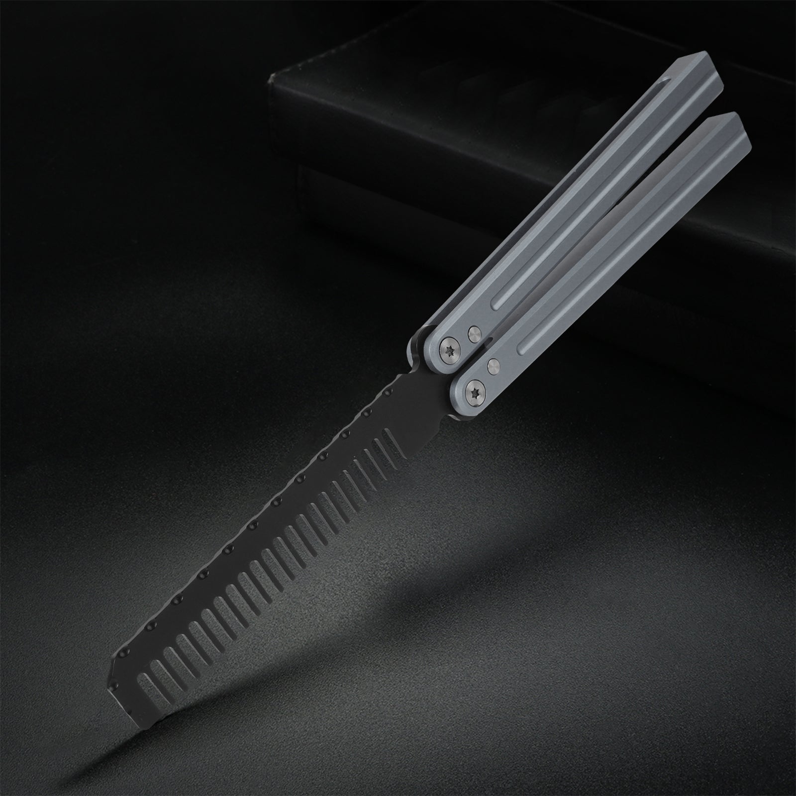 Andux 7075 Aluminum Balisong Butterfly Knife Comb CNC Effective Bushing System Training Tool Lock Free (Silvery) CNC-S01