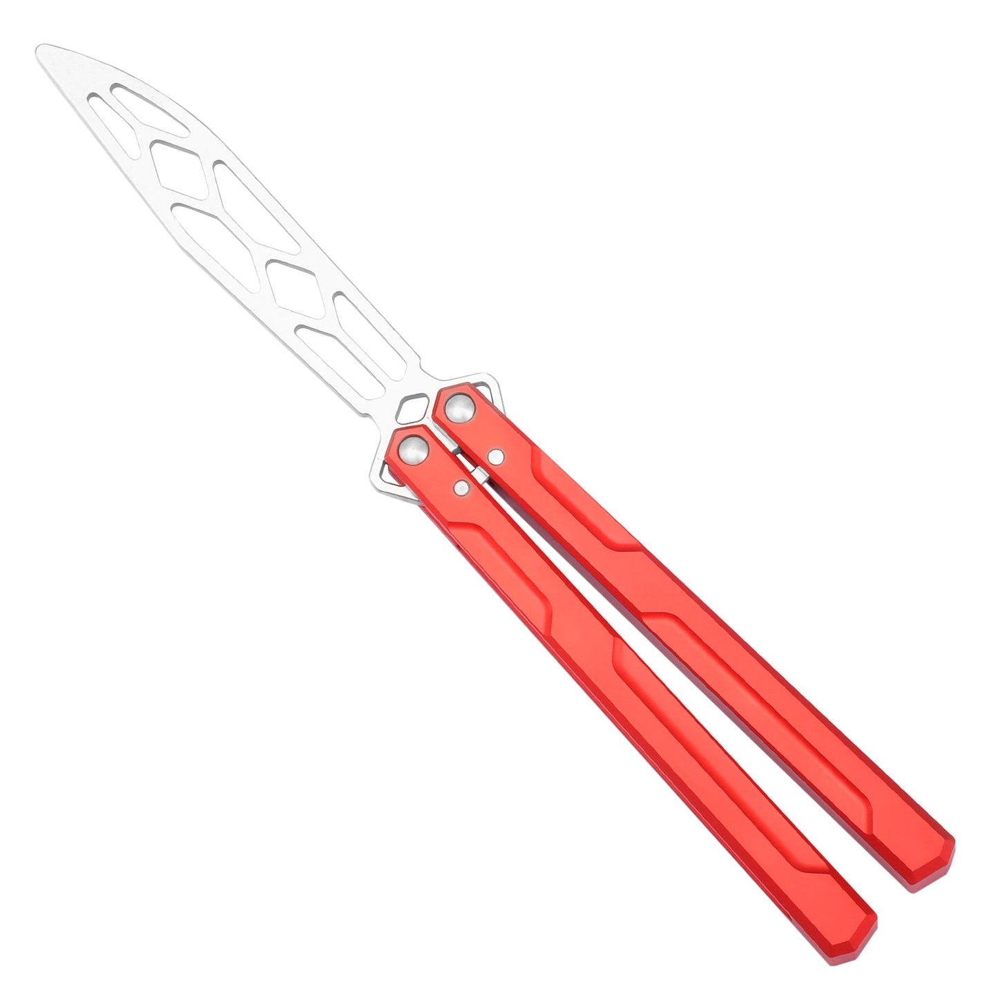 Andux Balisong Butterfly Knife CNC Effective Bushing System Training Tool 6063 Aluminum Lock Free (Red) CNC-601
