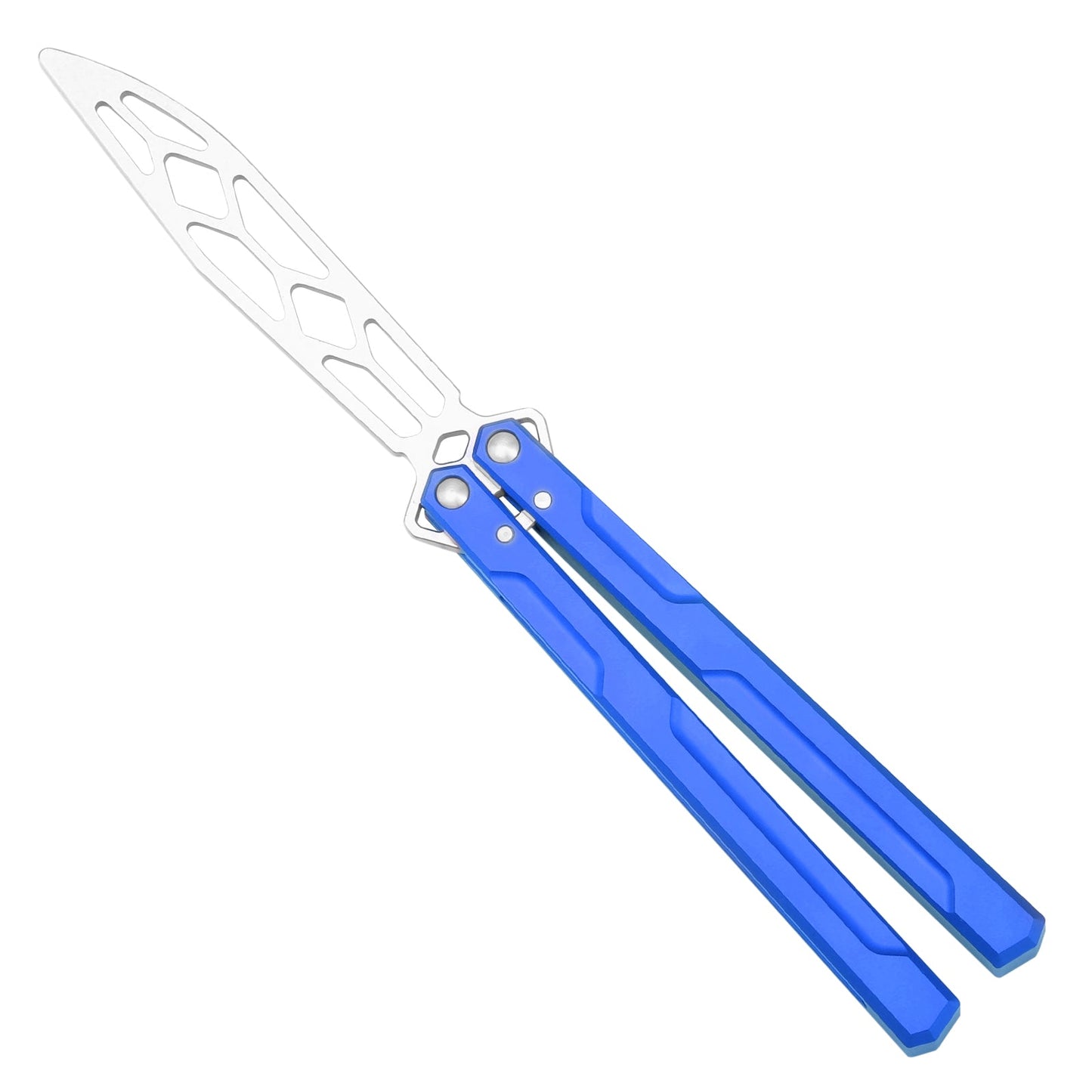 Andux Balisong Butterfly Knife CNC Effective Bushing System Training Tool 6063 Aluminum Lock Free (Blue) CNC-602