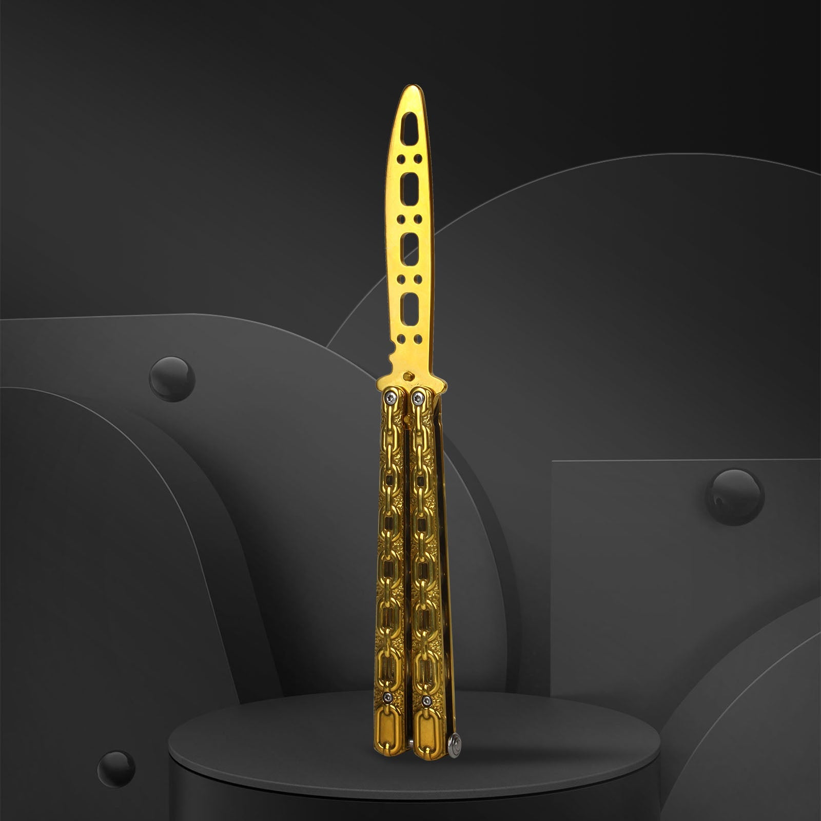 Andux Hollow Chain Style Hand Balisong Golden