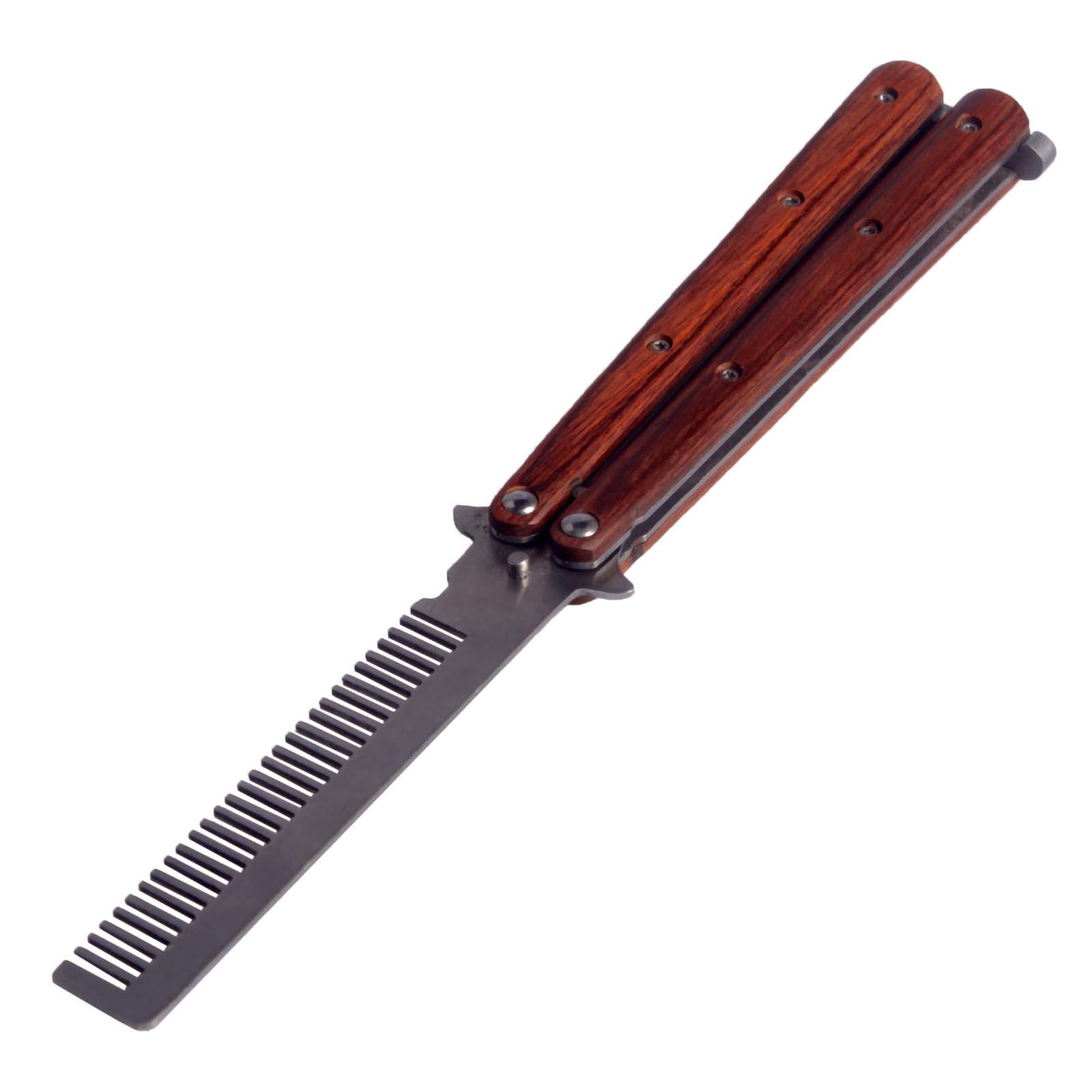 Andux Butterfly Knife Comb Style Wooden Handle CS/HDD10